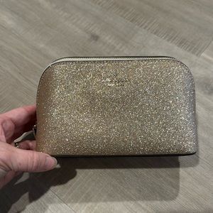 NEW KATE SPADE Rose Gold Shimmer Small Zipper Pouch